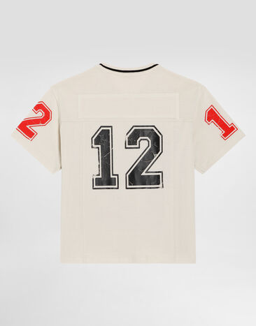 Dolce & Gabbana T-shirt en jersey à imprimé Beige L4JTJZG7PUG