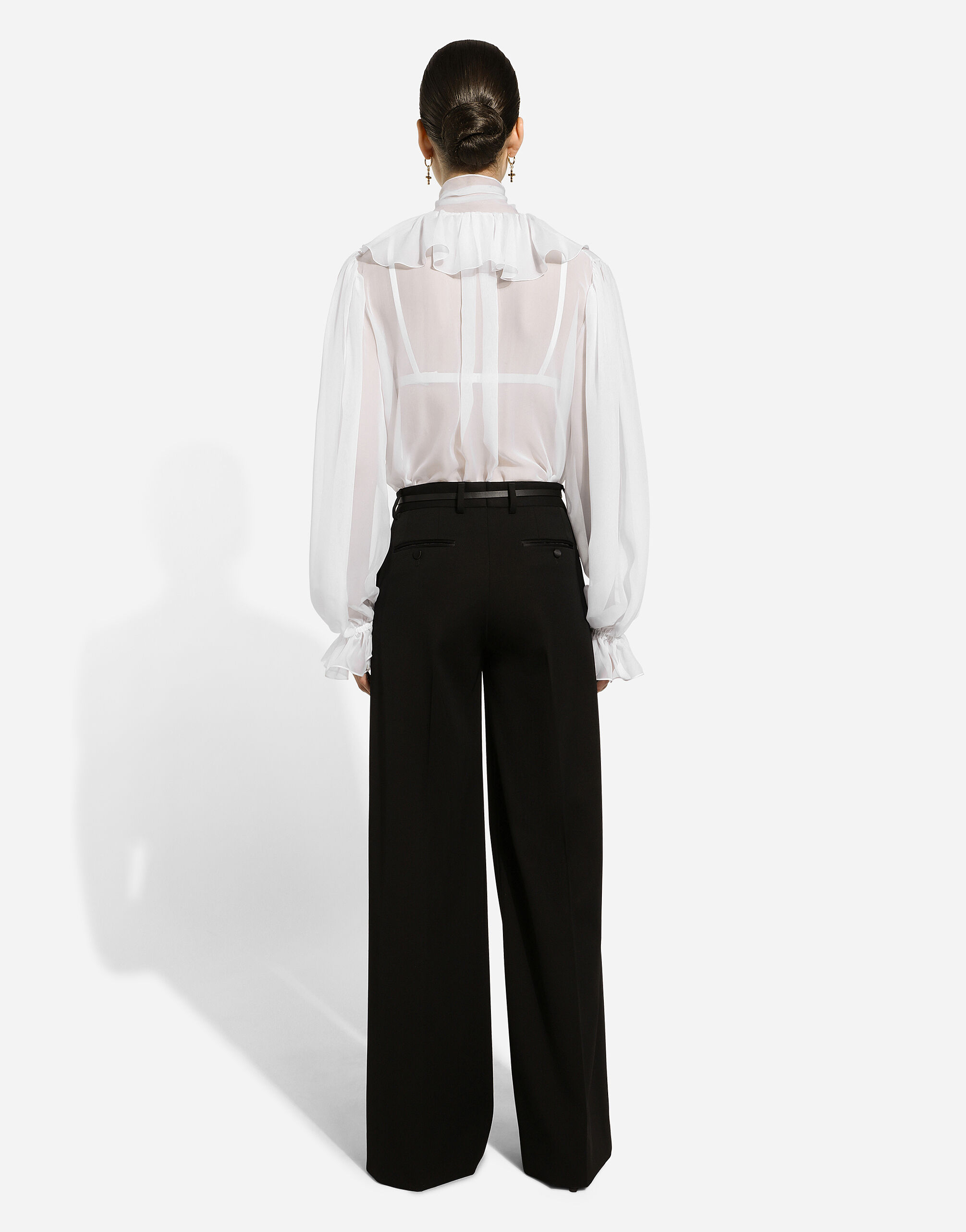 Flared wool gabardine pants in Black for Women | Dolce&Gabbana® US