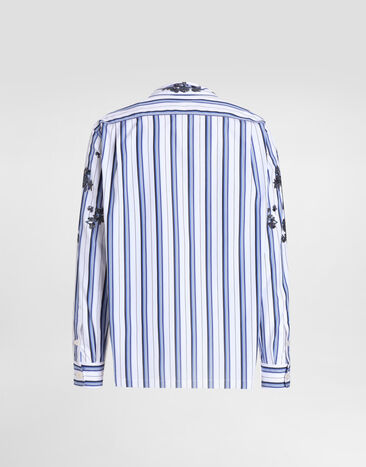 Dolce & Gabbana Cotton and silk vanity shirt with embroidery Multicolor G5OL9ZGK391