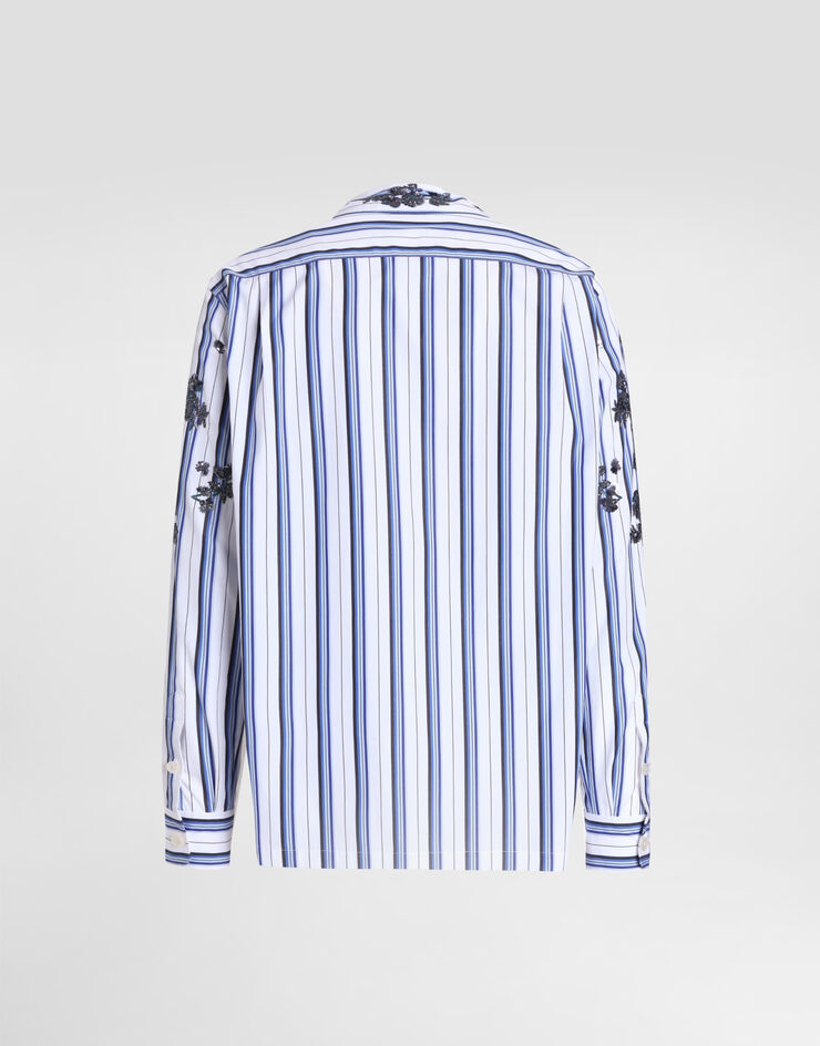 Dolce & Gabbana Cotton and silk vanity shirt with embroidery Multicolor G5OL9ZGK391