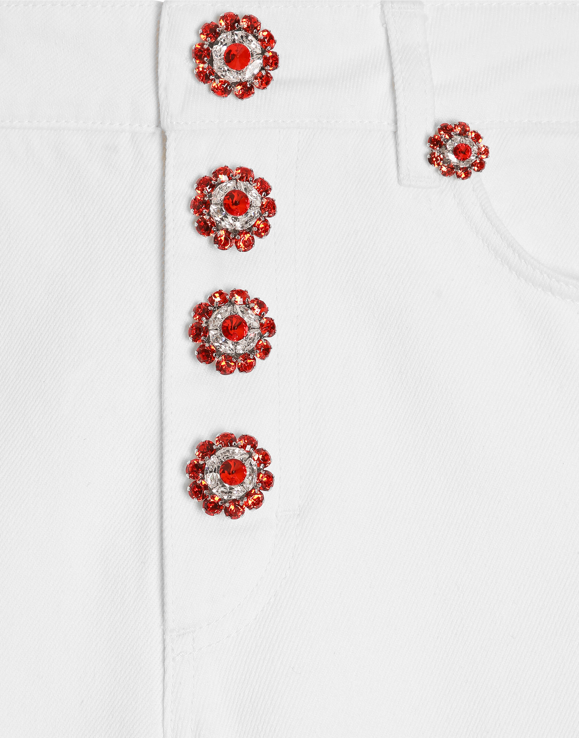 5-pocket denim trousers with jewel buttons in Multicolor for Women