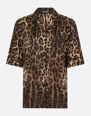 Dolce&Gabbana Leopard-print twill shirt with piping Animal Print F5N70TIS1MN
