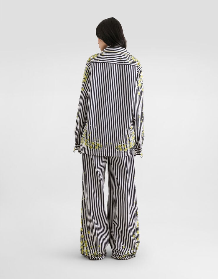 Dolce & Gabbana Poplin trousers with flower embroidery Multicolor FTDJDZGDDSR