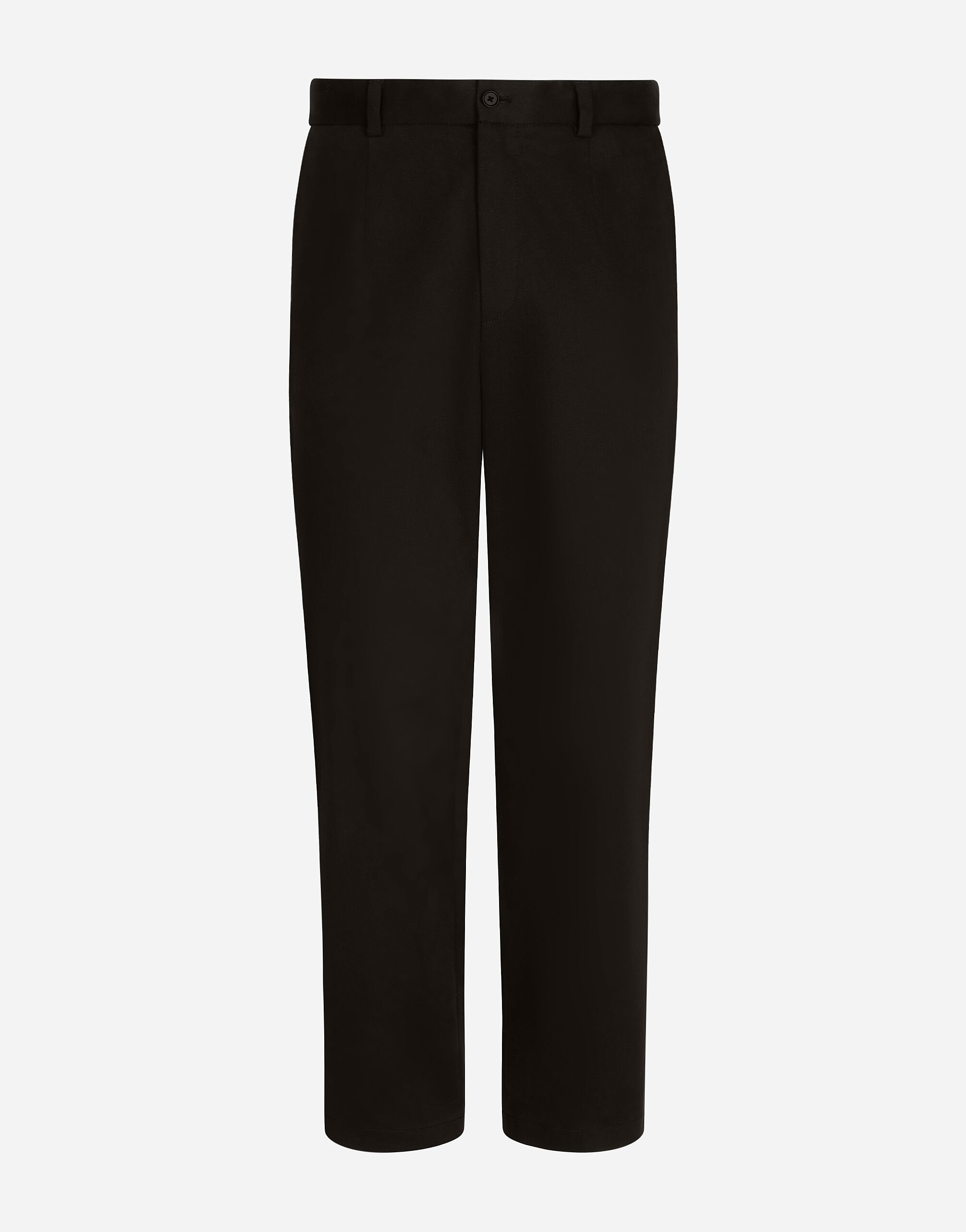 Dolce & Gabbana Stretch drill pants with logo label Black G9ZU0ZG7K4P