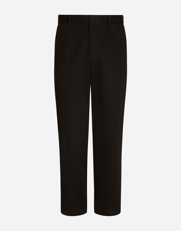 Dolce & Gabbana Stretch drill pants with logo label Black GV5ZHTFUFMU