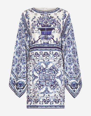 Dolce & Gabbana Short majolica-print charmeuse dress Multicolor F6VP4THPABN