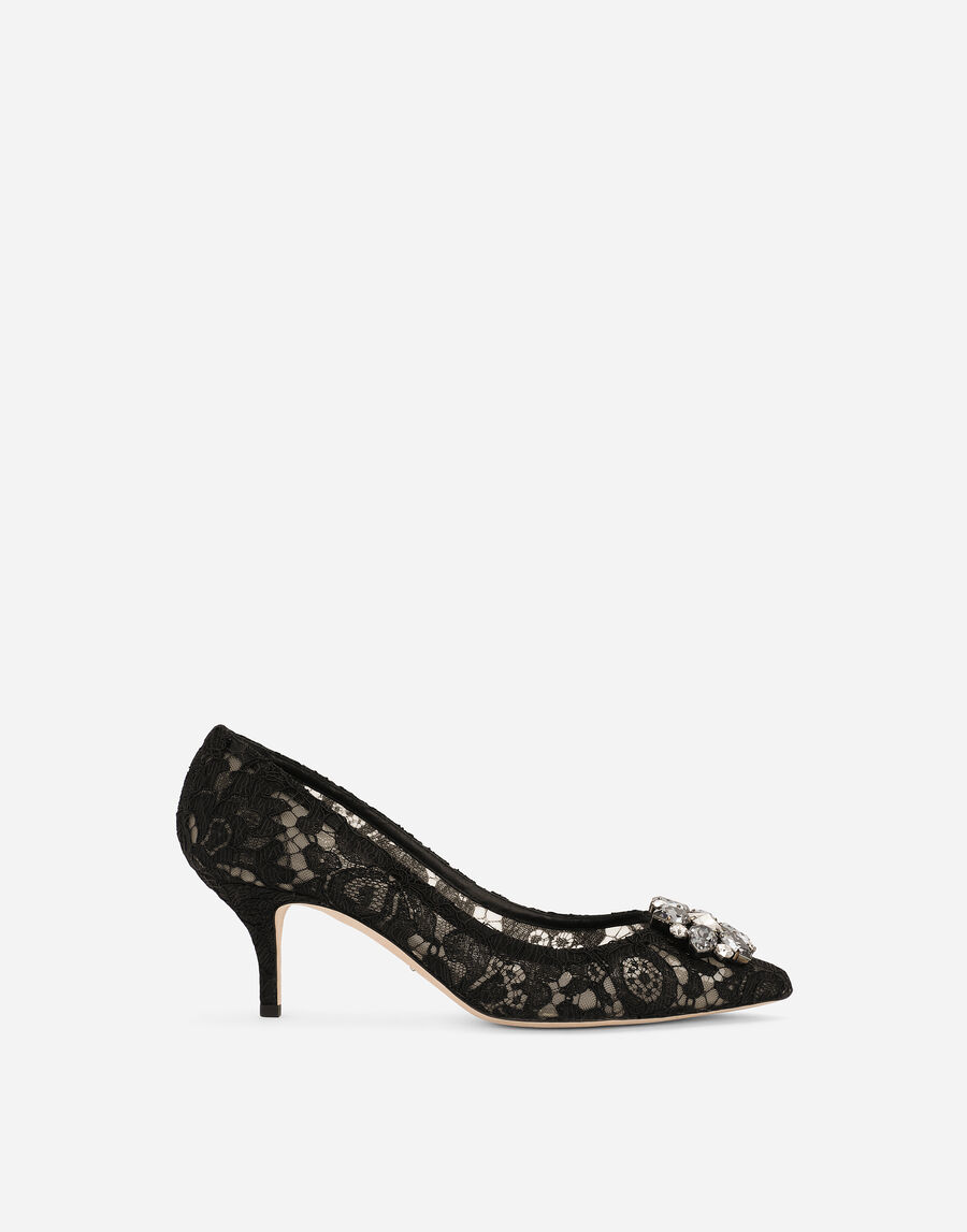 Lace rainbow pumps with brooch detailing