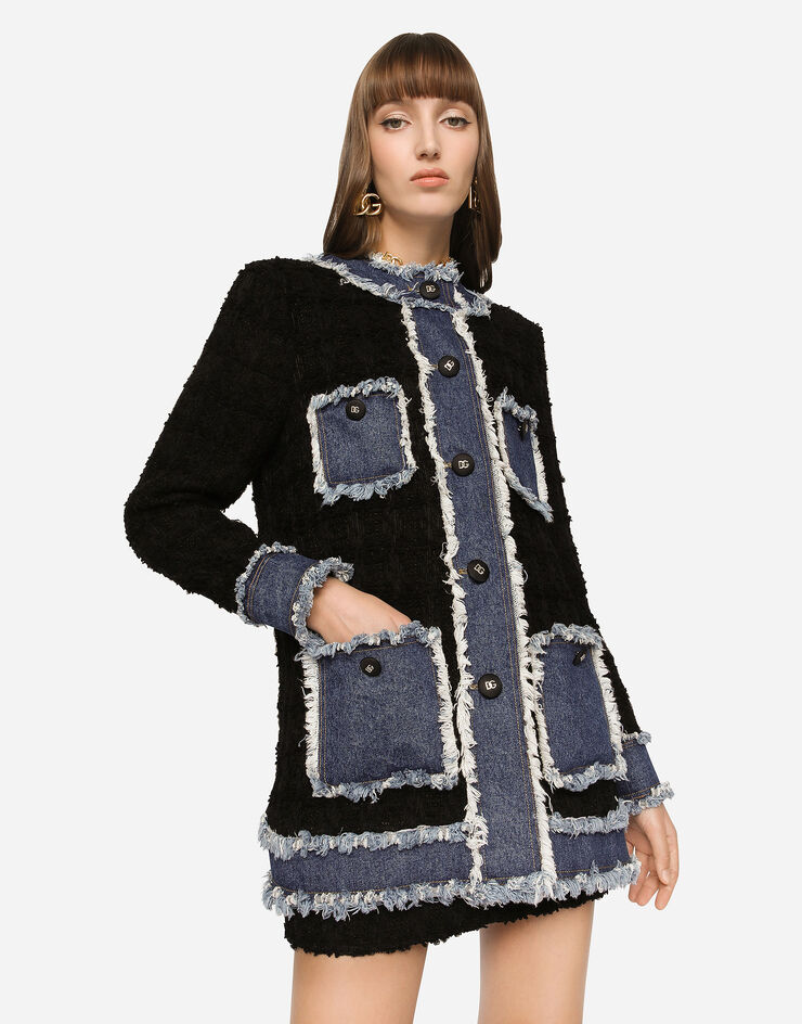 Dolce & Gabbana Tweed and denim jacket Multicolor F26R3TGDBI0