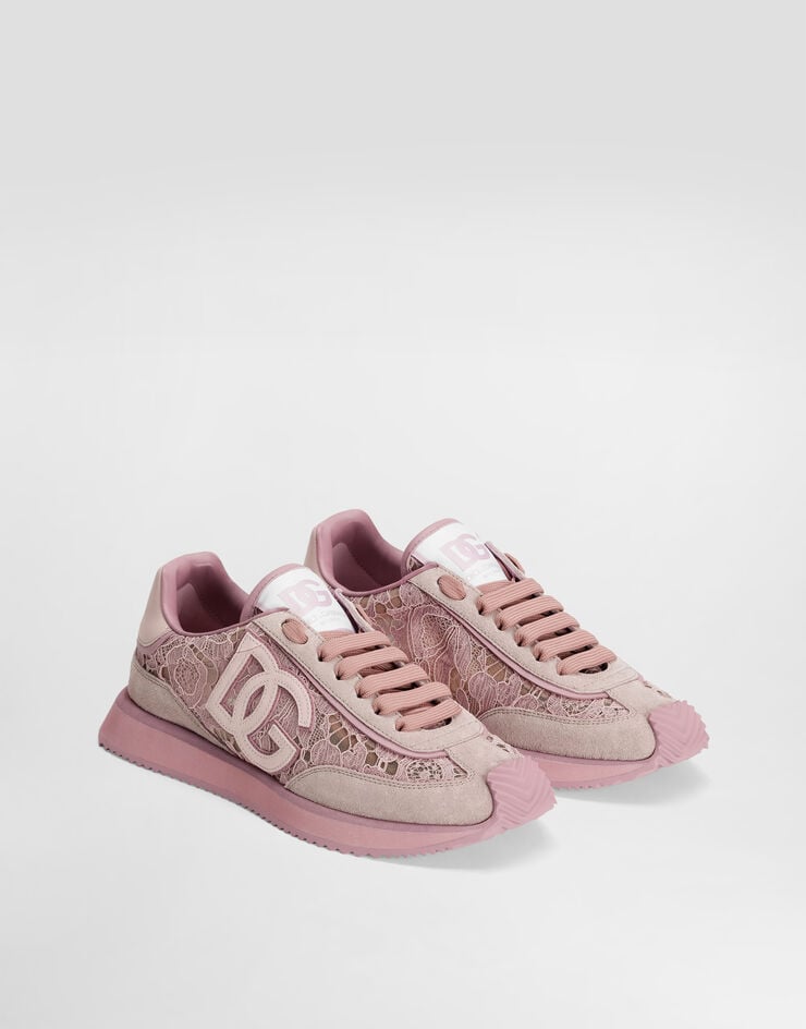 Dolce & Gabbana DG Cushion sneakers in lace and calfskin Multicolor CK2340A9AC2