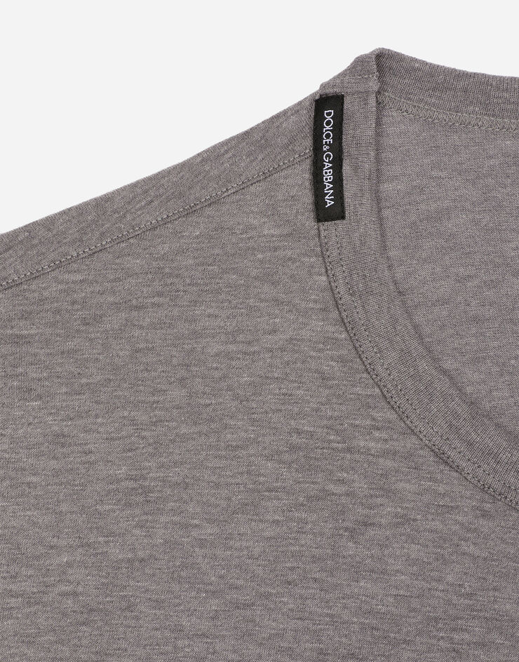 Dolce & Gabbana Baumwoll-T-Shirt mit Stickerei Grau G8PV1ZG7WUQ
