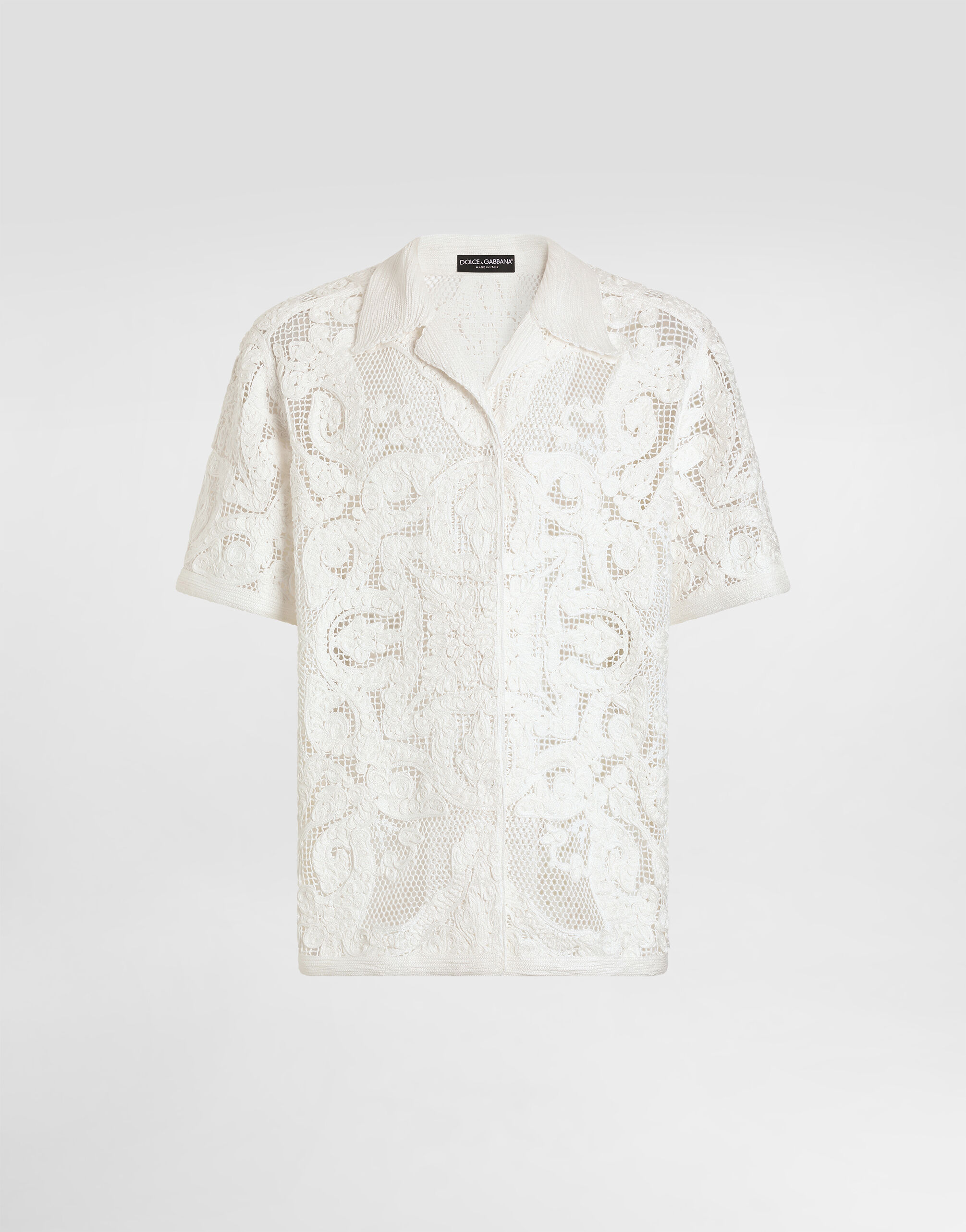 Cotton shirt with macramé embroidery