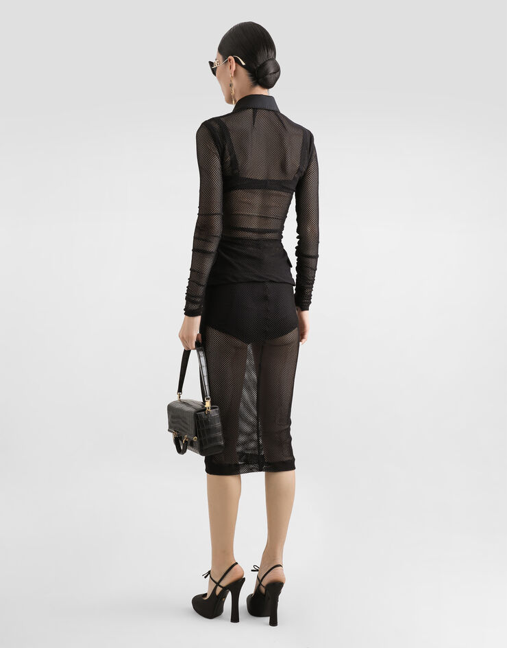 Dolce & Gabbana تنورة قلم رصاص شبكية أسود F4CT6TFLREP