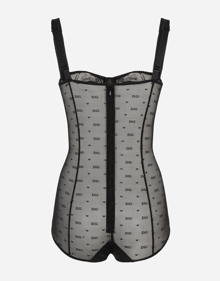 Dolce & Gabbana Jacquard tulle balconette-bra bodysuit Black O9A16TFLUAP