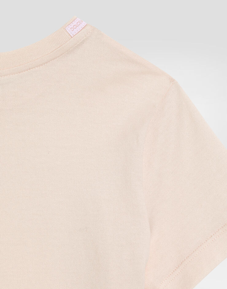 Dolce & Gabbana Jerseyt-shirt with DG sequin patch Pink L5JTNKG7PKU