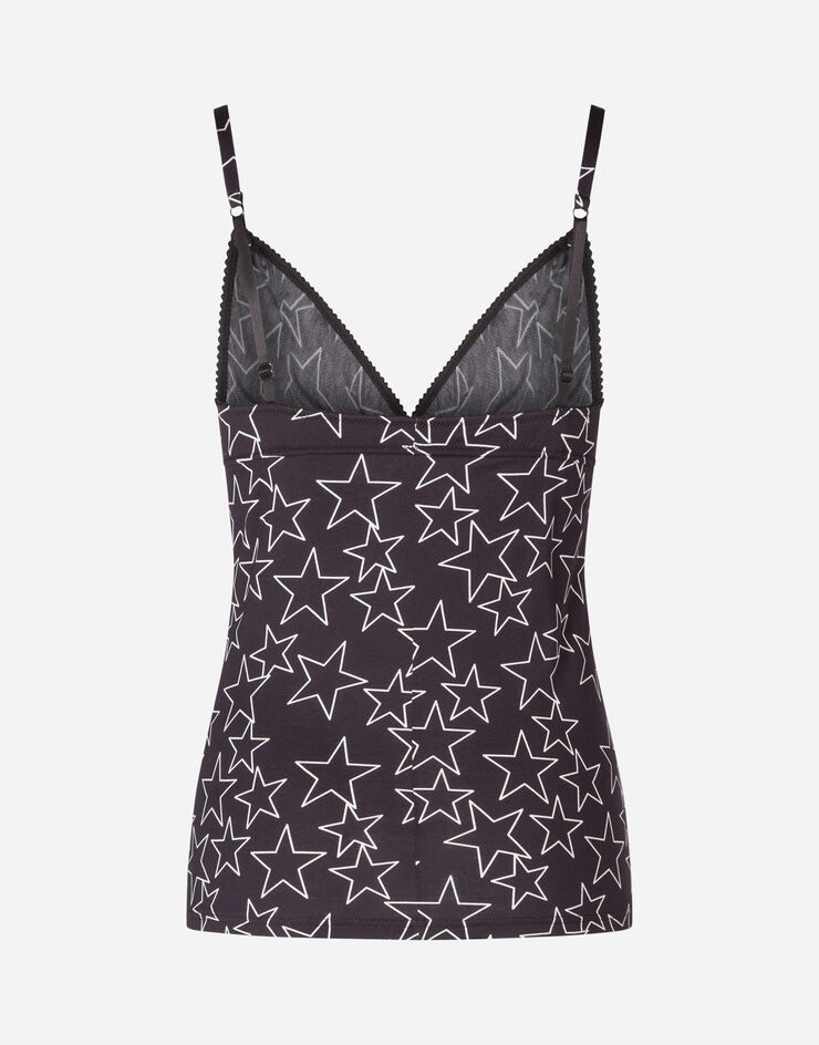 Dolce & Gabbana MILLENNIALS STAR PRINT JERSEY TOP NERO O7A98TFS792
