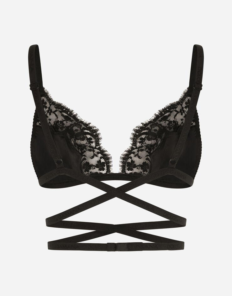 Dolce & Gabbana Soutien-gorge triangle en satin et dentelle Noir O1C12TFUAD8