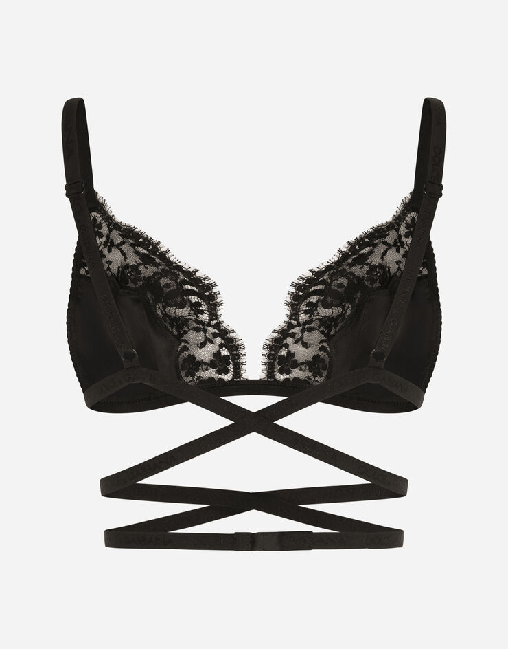 Dolce & Gabbana Satin and lace triangle bra Black O1C12TFUAD8