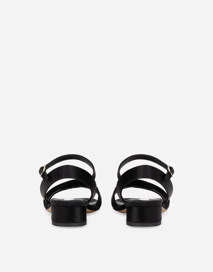 Dolce & Gabbana 彩色水晶缎布凉鞋 黑 D10935AO975