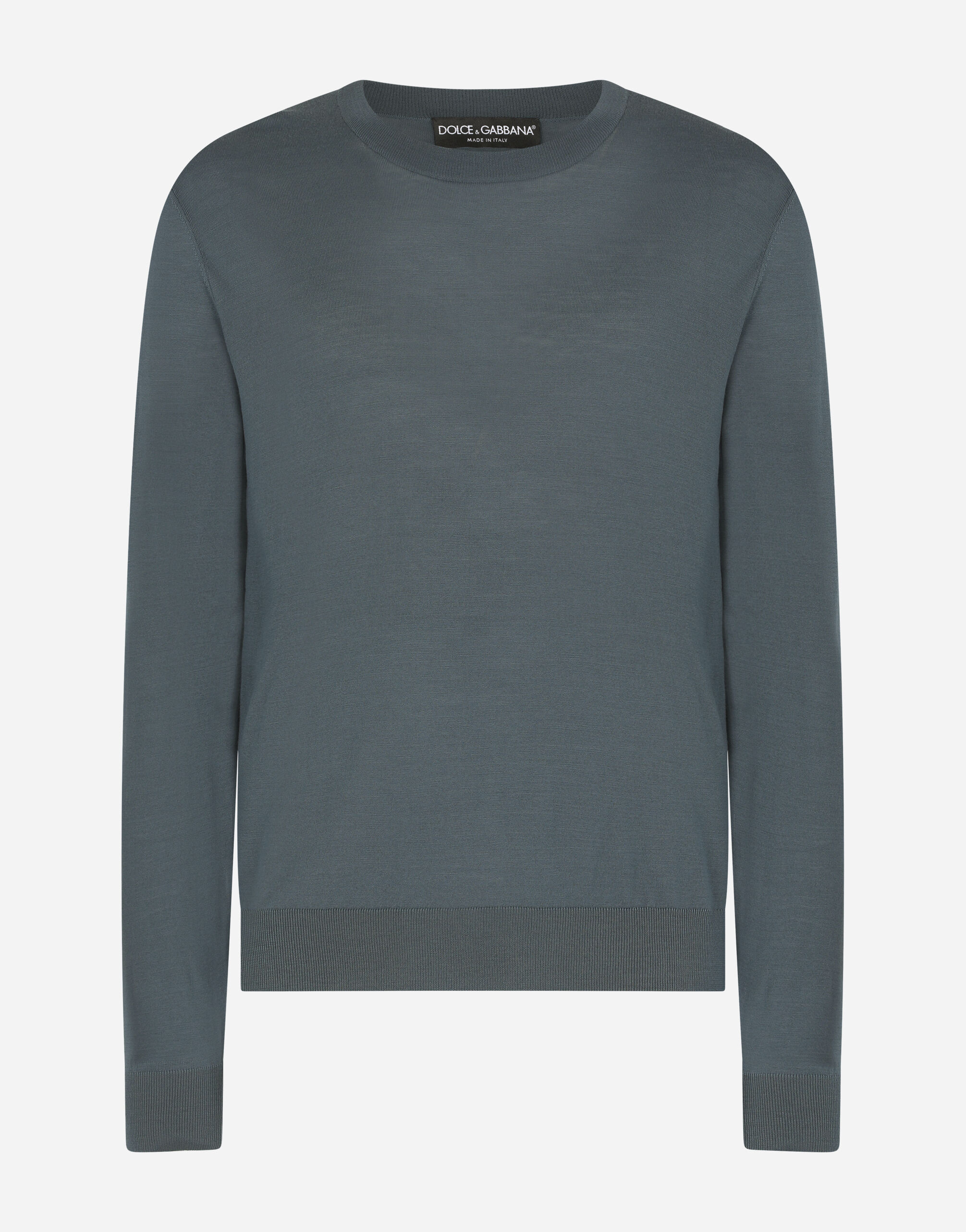Wool round-neck sweater in AZURE for Men | Dolce&Gabbana®