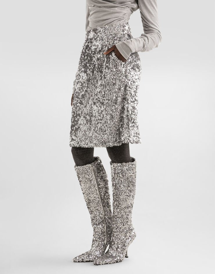 Dolce & Gabbana Lined sequin skirt Dolce & Gabbana Lined sequin skirt Silver F4DAITFLSMC