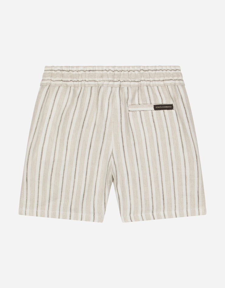 Dolce & Gabbana ロゴラベル ストライプ リネン ショートパンツ Multicolor L13Q08FR4BY