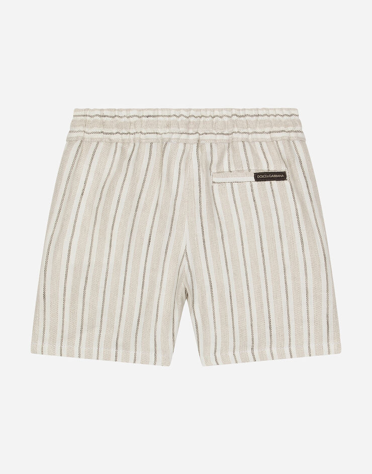 Dolce & Gabbana Bermudas aus gestreiftem Leinen mit Logoetikett Mehrfarbig L13Q08FR4BY