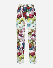 Dolce & Gabbana Cotton pants with nocturnal flower print Black FTAG1TG9921