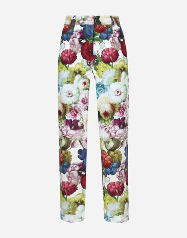 Dolce & Gabbana Cotton pants with nocturnal flower print Black BB7603AW576