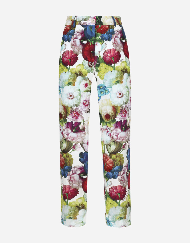 Dolce & Gabbana Pantalon en coton à imprimé fleur nocturne Imprimé FTC3FTHS5Q2