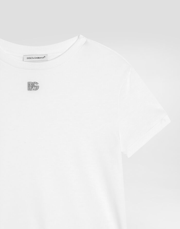 Dolce & Gabbana T-shirt in jersey con logo DG Bianco L5JTNJG7O3N