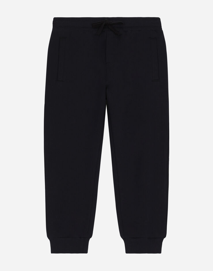 DolceGabbanaSpa Jersey jogging pants with logo tag Blue L4JPT0G7I2P