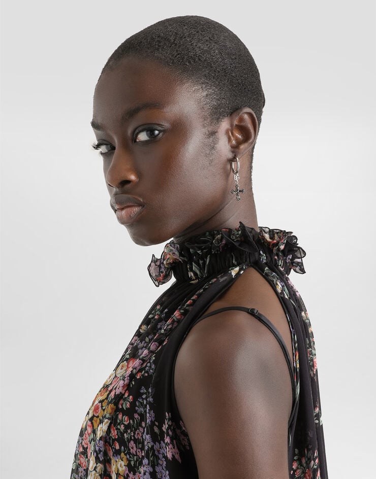 Dolce & Gabbana Flower bouquets-print chiffon dress Multicolor F611ATIS100