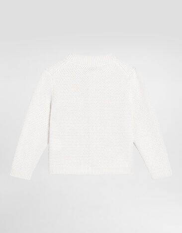 Dolce & Gabbana Seed stitch cotton and cashmere knit cardigan White L1KWG1JGMG8