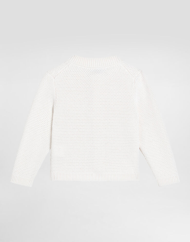 Dolce & Gabbana Seed stitch cotton and cashmere knit cardigan White L1KWG1JGMG8