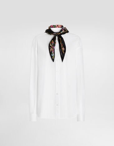 Dolce & Gabbana قميص من بوبلين مع وشاح من حرير White F5U17TGDDOX