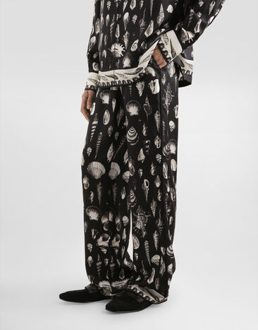 Dolce & Gabbana Shell-print silk twill trousers Multicolor GVRMATHI1ZA