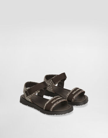 Dolce & Gabbana Calfskin sandals with Dolce&Gabbana logo print Brown DA5207AX182