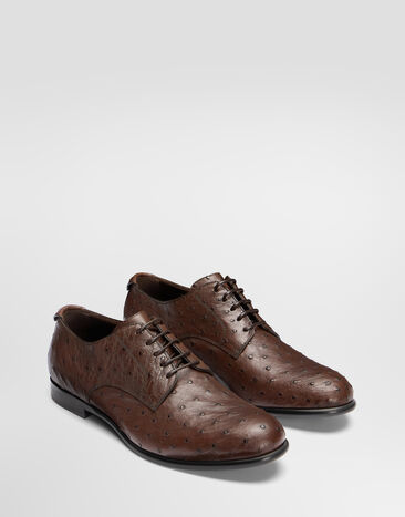 Dolce & Gabbana Ostrich leather derby shoes Brown A10939A8M90