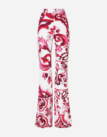 Dolce & Gabbana Flared Majolica-print organzine pants Print FTC3HTHS5Q0