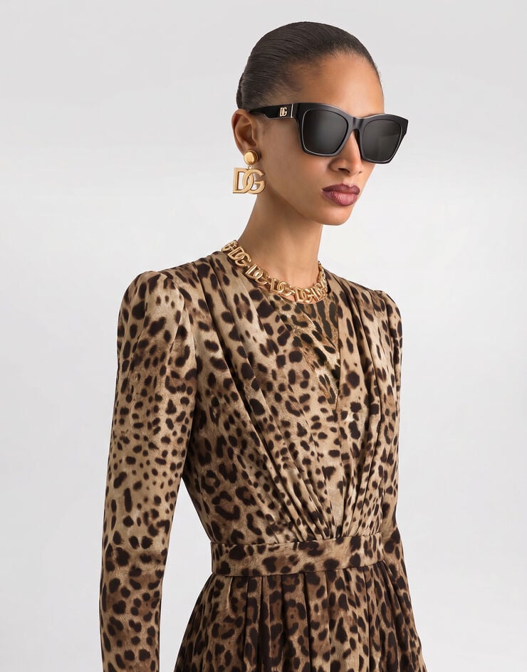 Dolce & Gabbana Leo-print charmeuse dress Print F612ITFSADD