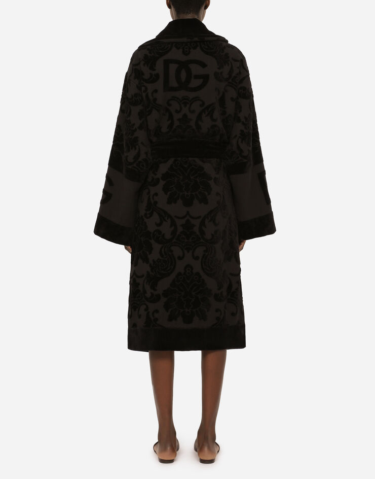 Dolce & Gabbana Bath Robe in Terry Cotton Jacquard Multicolor TCF009TCAGM