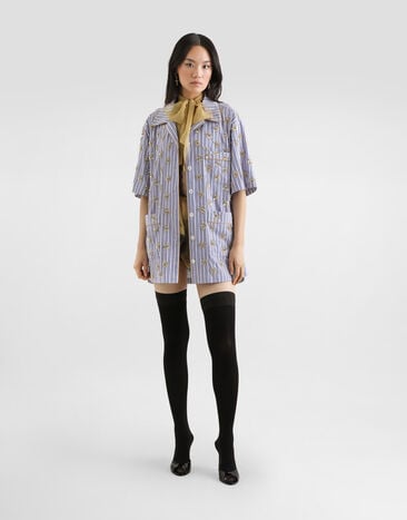 Dolce & Gabbana Poplin shirt with flower embroidery Multicolor F5U29ZGDDSB