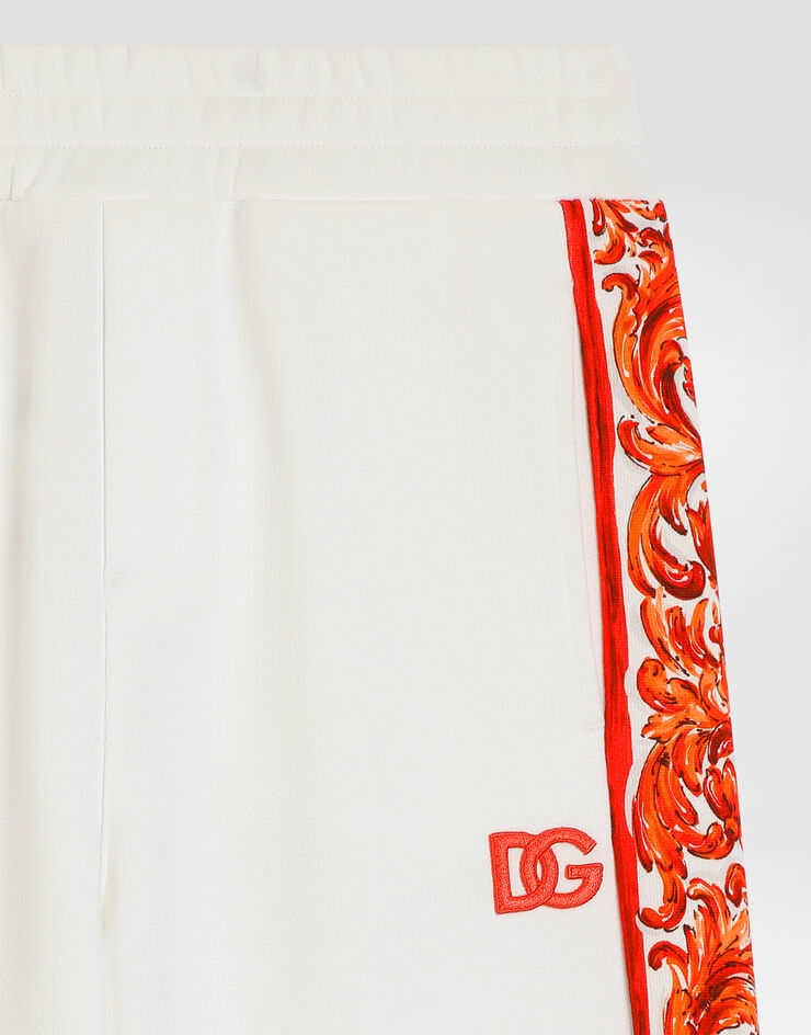 Dolce & Gabbana Majolica-print fleece trousers White L5JPI8G7P4K