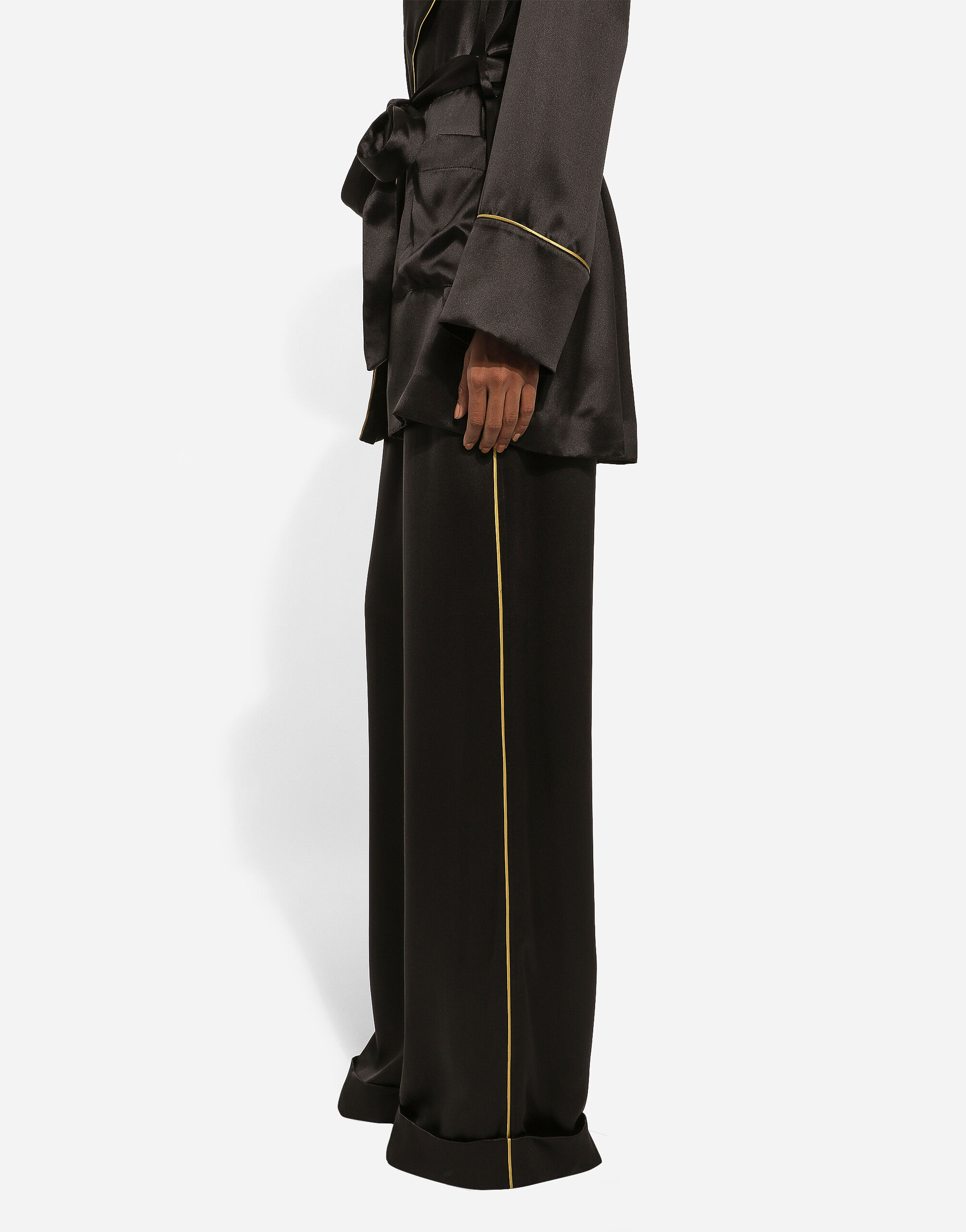 Silk satin pajama pants in Black for Women | Dolce&Gabbana® US