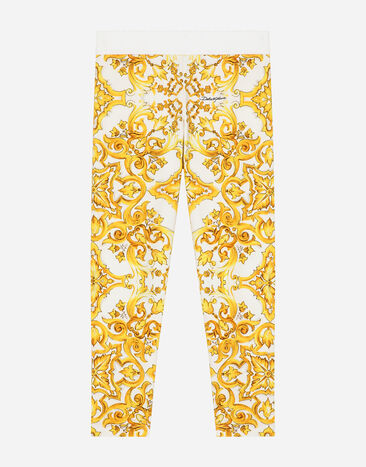 Dolce & Gabbana Interlock leggings with yellow majolica print Print L55I27FI5JU