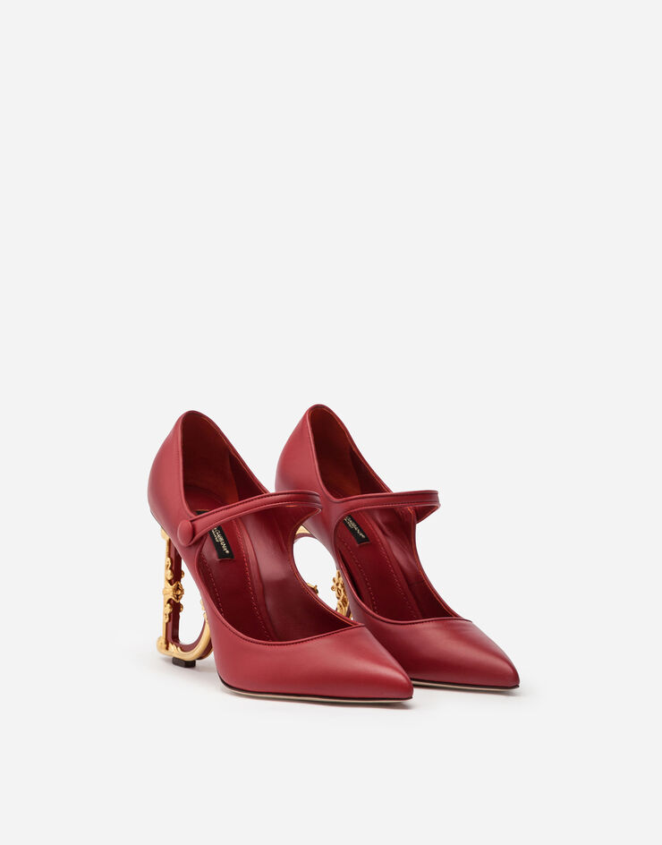 Dolce & Gabbana Nappa leather Mary Jane with baroque DG heel ROSSO CD1476AV967