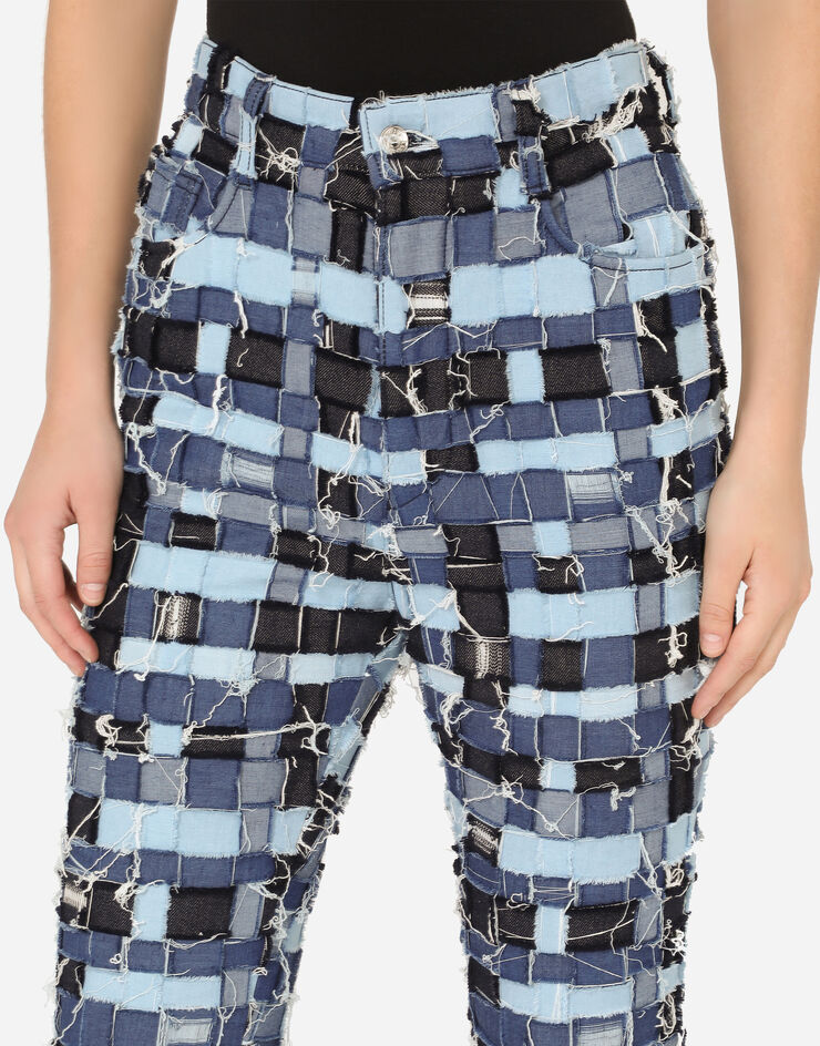 Dolce & Gabbana High-waisted interwoven patchwork denim jeans MULTICOLORE FTB3MZGD0T1