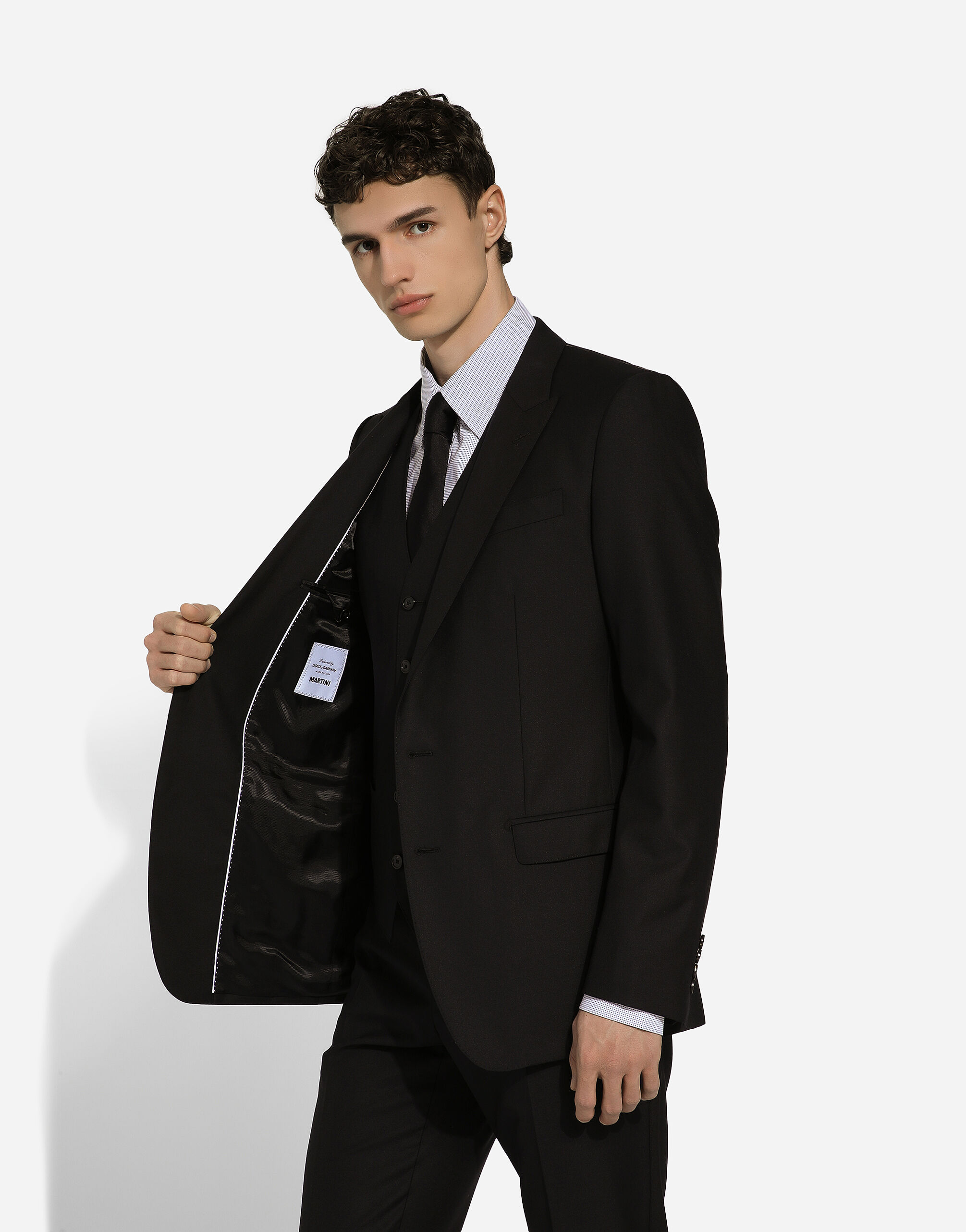 Wool and silk Martini fit suit in Black for Men Dolce Gabbana