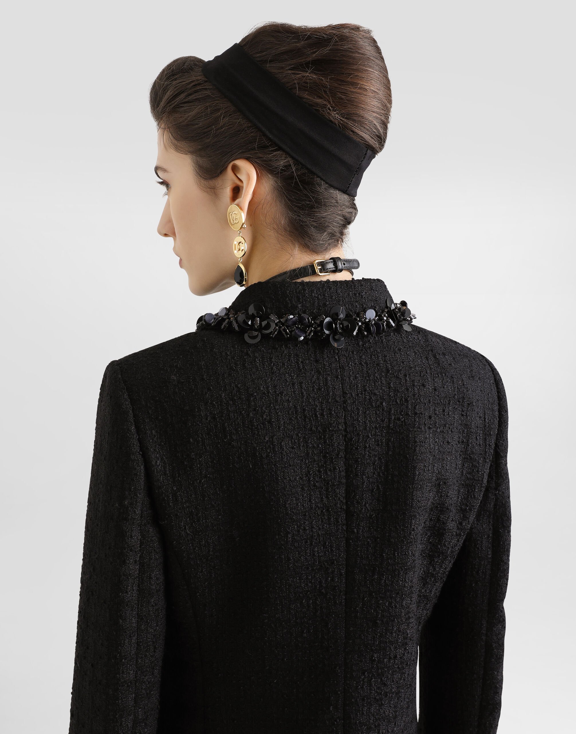 Short jacket in stretch mat in Black for Women | Dolce&Gabbana®