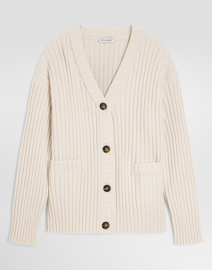 Dolce & Gabbana 버진 울 소재 립 니트 카디건 화이트 L5KWNYJDVNE